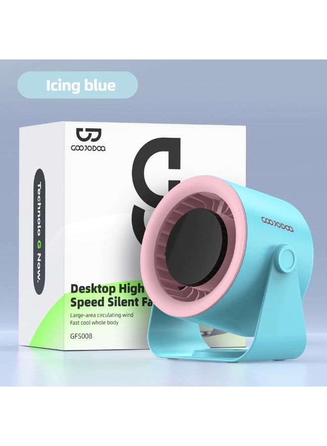 GOOJODOQ New High Speed ​​Desktop Fan 100 Speed ​​Digital LED Display RGB Wall Mount Adjustable Turbo Fan ( Icing Blue ) - Image 1